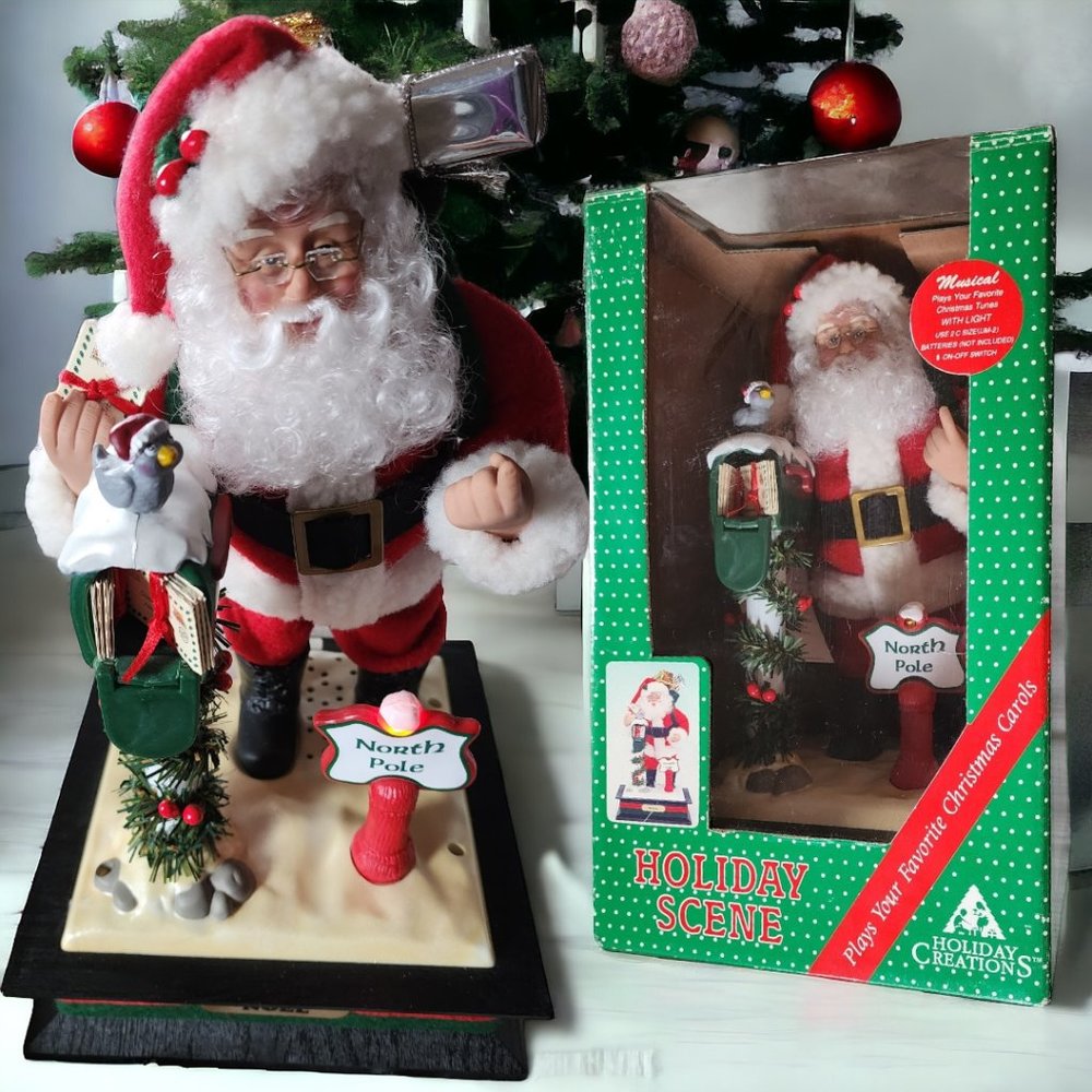 VINTAGE 1993 MUSICAL SANTA NORTH POLE By Holiday Creations